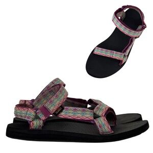Teva Original Universal Straps Sandals Womens Size 9 Purple Geometric Diamond